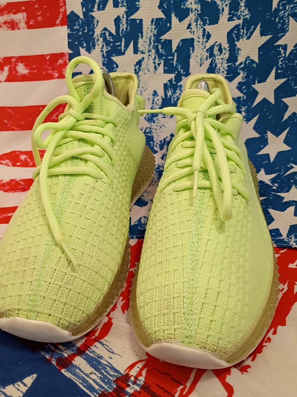 Qupid Neon Lime Green Gradient Sock Knit Slip-On Sneakers Size EU 40, US 9 - 9.5